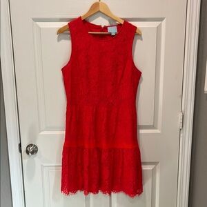 CeCe Vibrant Red Lace Dress